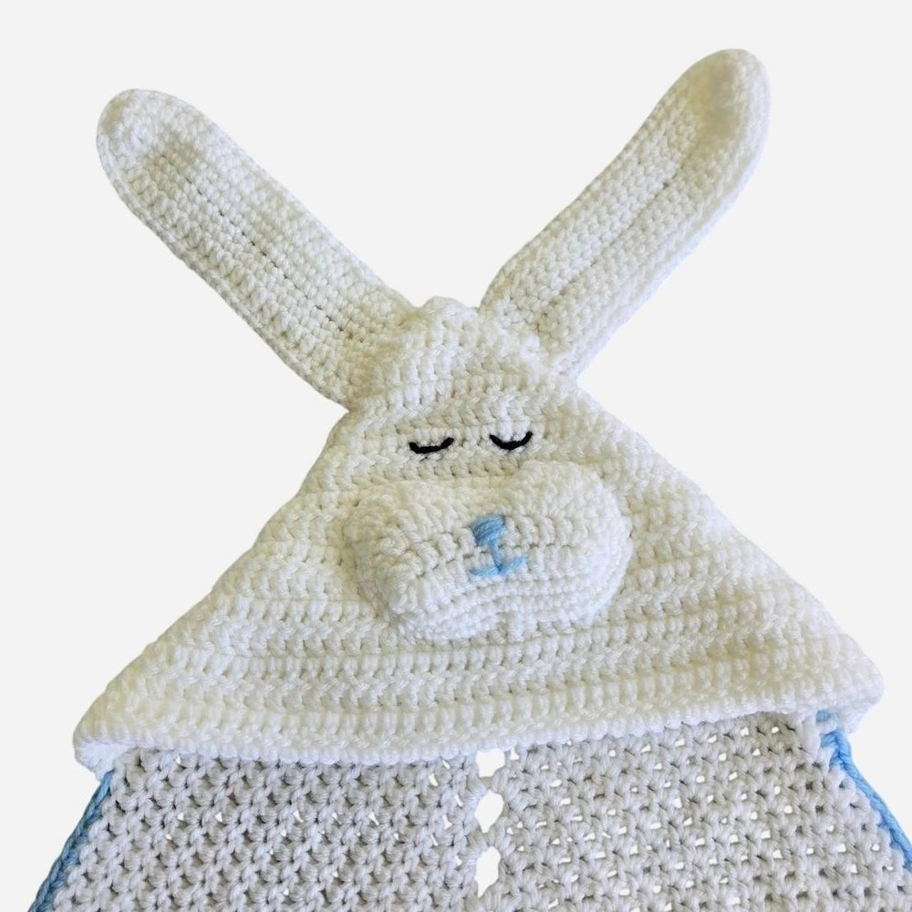 Handmade crochet baby, child, toddler blanket with bunny hood / blankie